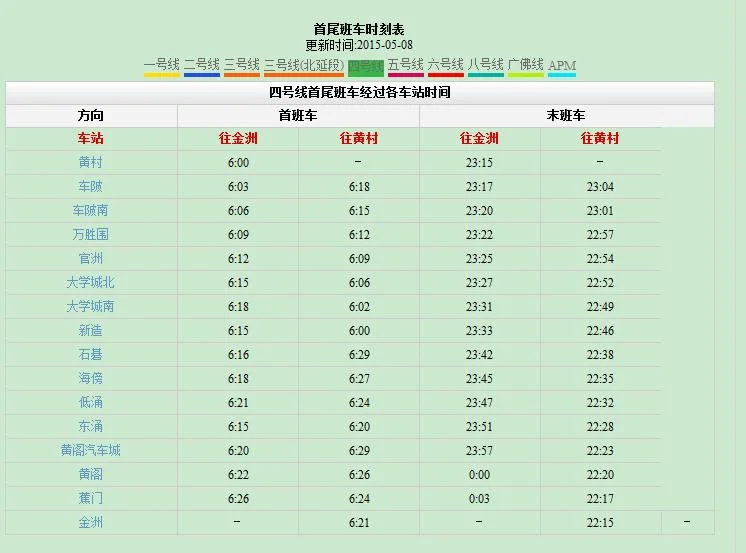 大连轻轨一年四季的时间表（金州地铁站时间表）1