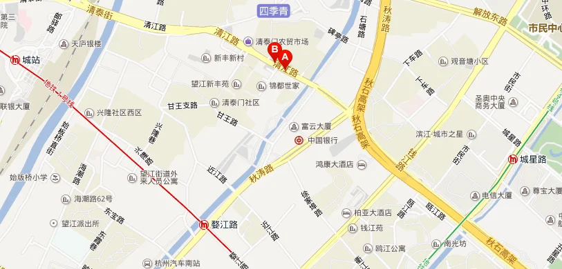 杭州地铁2号线那个站离四季青最近（地铁到杭州总管塘）