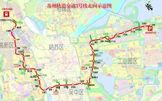 苏州地铁3号线线路图 站点分布详情(苏州轨道交通3号线线路图)3