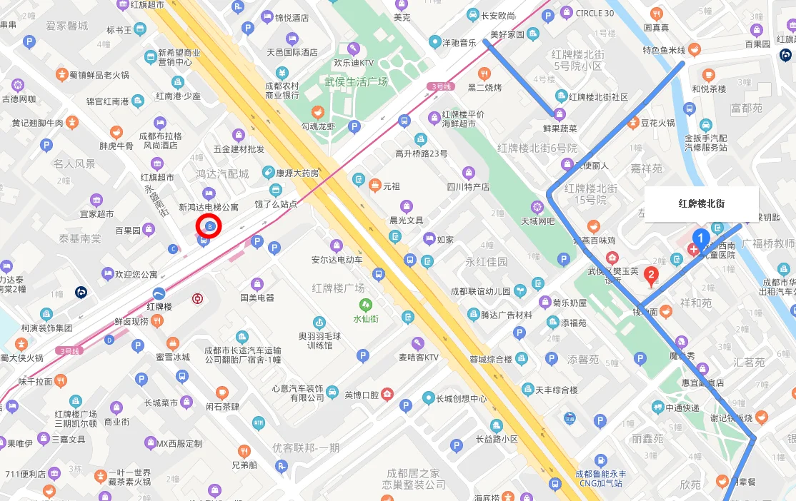 谁能给我一个成都市3号线地铁的详细图谢谢！！（成都3号地铁红牌楼出口）