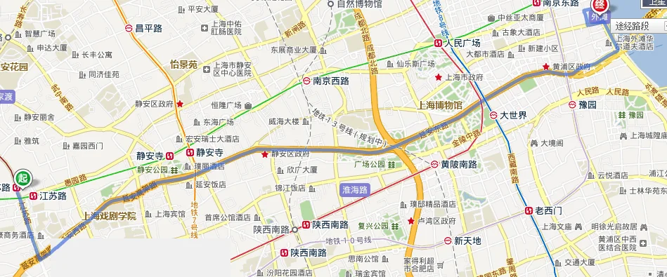 上海外滩坐地铁几号线去我在普陀知道的麻烦说下（江苏路地铁站到外滩地铁站）2