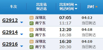 深圳北站到南宁有高铁吗（深圳北到南宁东高铁时刻表）5