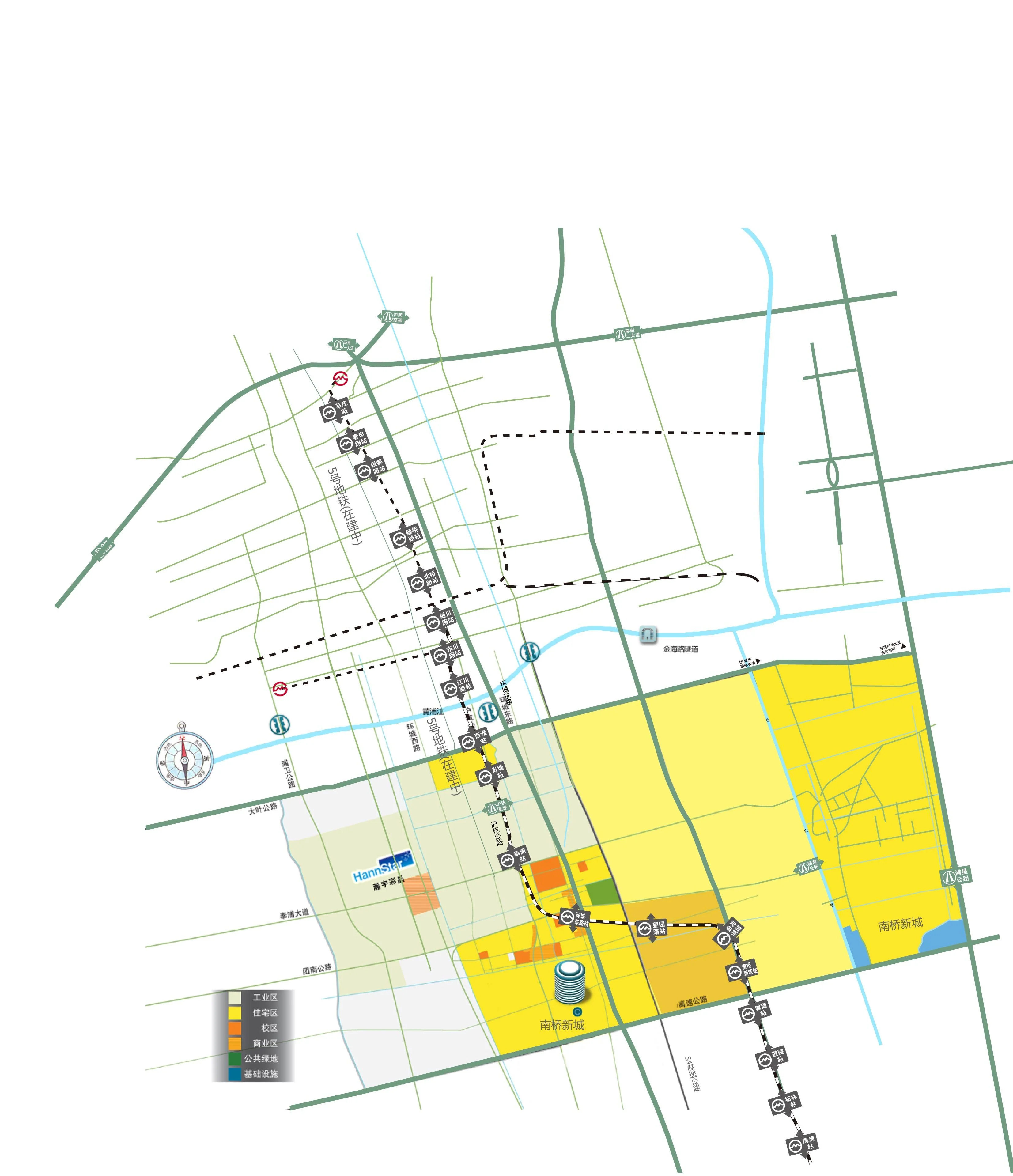 上海地铁5号线延伸段规划图（上海地铁五号线沿线）
