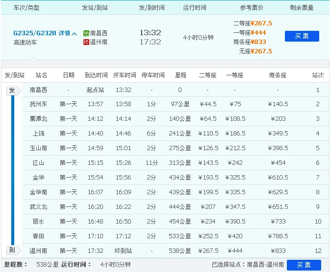 深圳至福州高铁时间（g2328高铁时刻表）