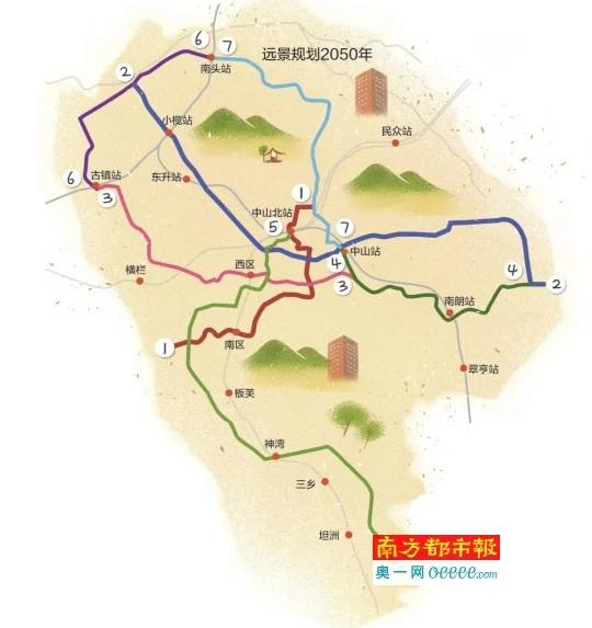 广珠轻轨路线图（最新中山轨道交通规划图）8