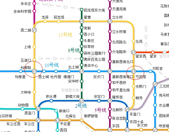 北京地铁13线怎样倒10号线地铁(北京13号线到10号线地铁线路图)2