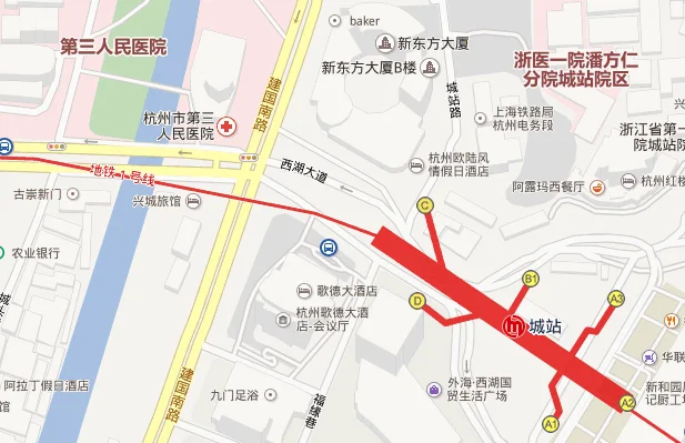 去杭州第三人民医院1号地铁城站哪里出口(杭州三院地址地铁口)1