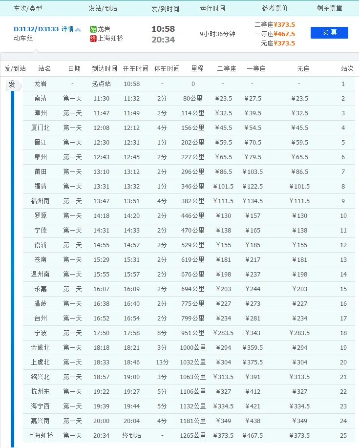 厦门北高铁到暨及的时刻表（厦门北到金华的高铁）4