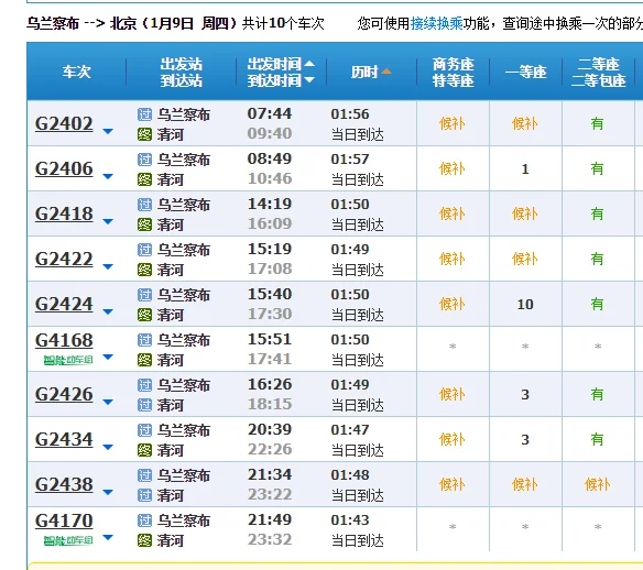 乌兰察布到北京高铁（北京到乌兰察布高铁）1
