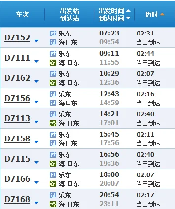 美兰机场高铁站到乐东站车次（乐东站到海口东高铁）