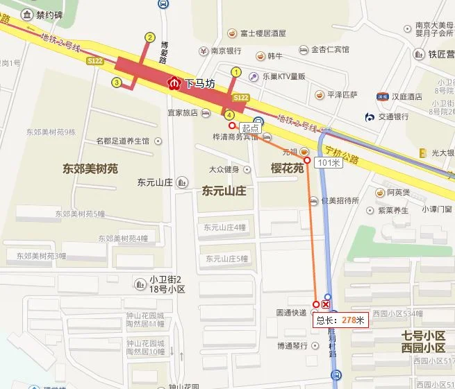 请问南京市下马坊地铁站1号出口2号出口3号出口4号出口分别到达哪些地方谢谢（下马坊地铁站出口）2