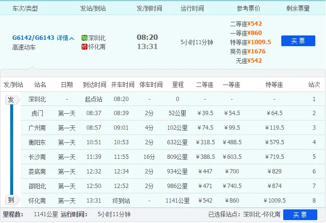 广州南到邵阳北站高铁经过哪些站、（g6143高铁时刻表）4
