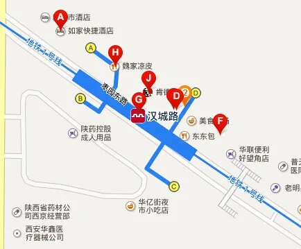 西安三桥地铁b出口的附近的公交站点地图（西安三桥附近地铁站）2