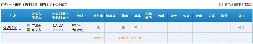 广南高铁全程票价多少(广南到南宁高铁时刻表)2