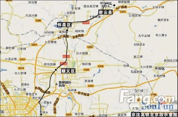 谁能提供城铁北京怀柔区域的规划图(北京至密云轨道交通规划)4