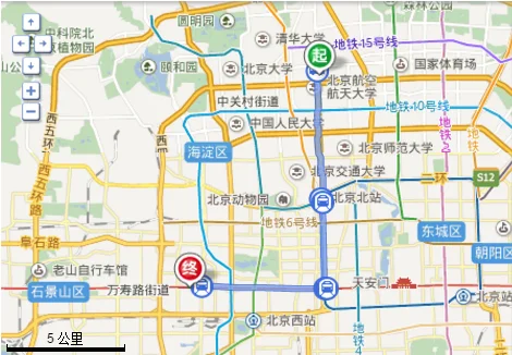 北京科技大学至海淀区万寿路复兴路甲22号地铁线路图（武汉地铁5号线复兴路）