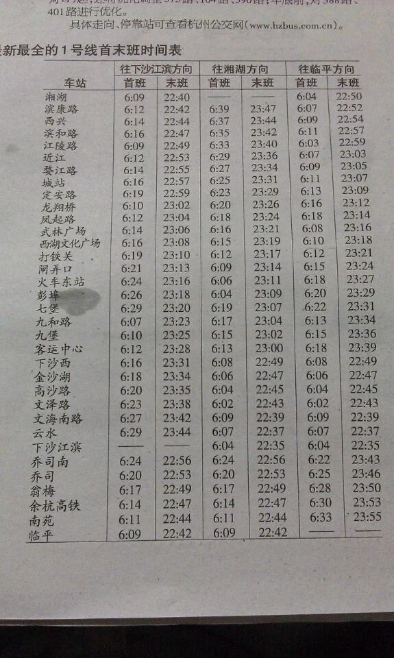 杭州地铁1号线的票价规定(杭州一号线地铁价格表)1