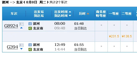 河北迁安滦河站到北京的高铁时刻表(滦河到北京高铁)4