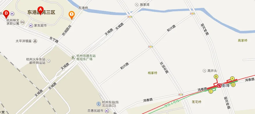 杭卅地铁1号线火车东站前一站和后一站是什么站名（杭州地铁1号线火车东站出口）3