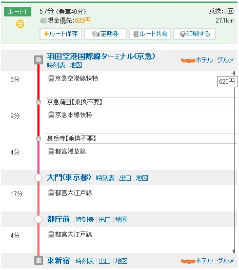 羽田机场到涉谷站的地铁线路（羽田机场到川越地铁）