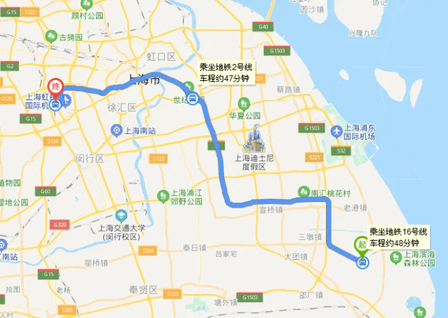 上海地铁16到虹桥路线图（地铁十六号线书院到虹桥火车站）