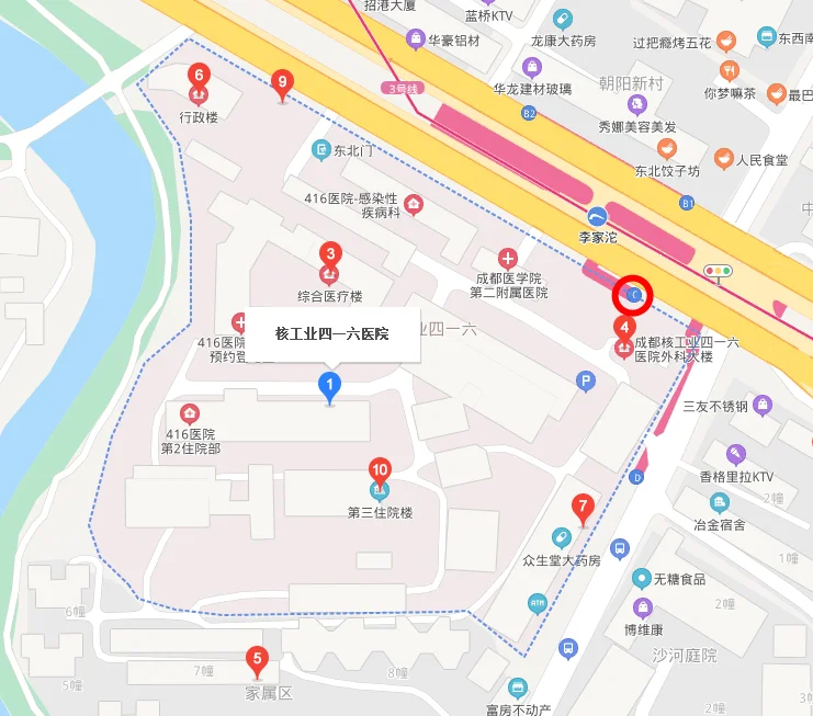 请问成都地铁三号线李家沱站具体在什么位置是416医院门口吗(416医院地铁几号出口)3