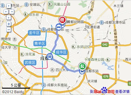 成都地铁2号线洪河到3号线地铁东升站路线(成都昭觉寺南路到洪河地铁)