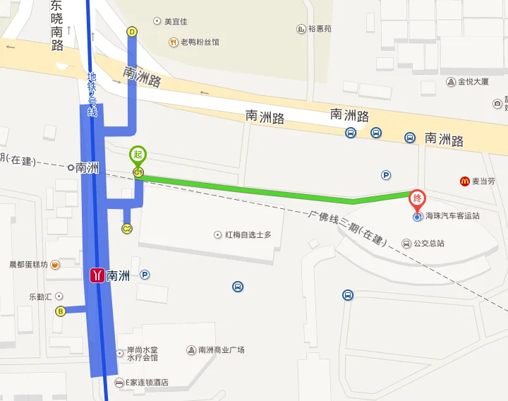 请求广州地铁各个站的出口指引（广州市南洲地铁b出口）