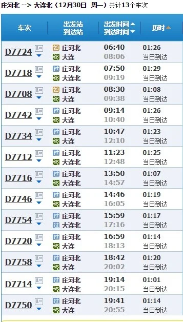 丹大高铁大连北站到青堆票价多钱（大连北站高铁时刻表）