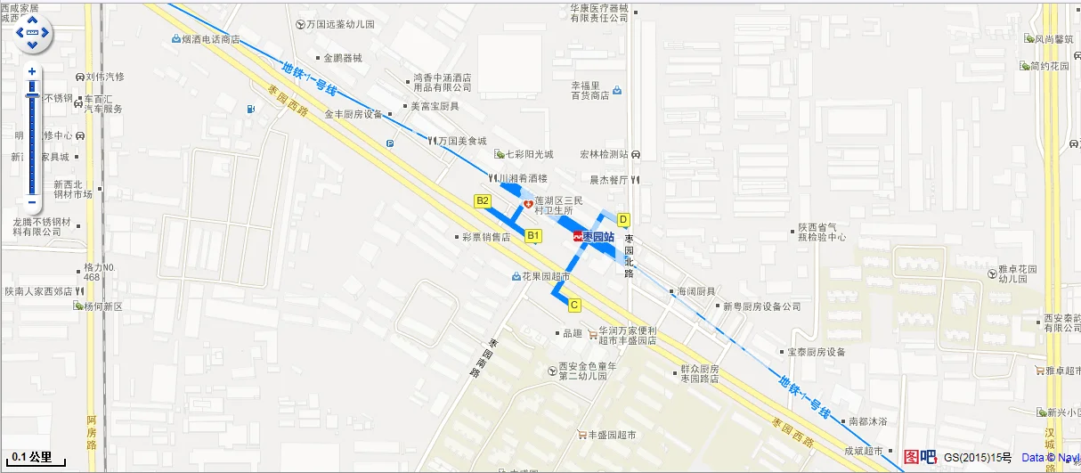 西安地铁一号线的全程路线都是哪里有哪几站（西安地铁站有没有枣园站）