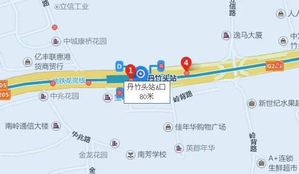 丹竹头地铁站哪个出口是去平湖广场的在线等谢谢（丹竹头地铁站出口图）2