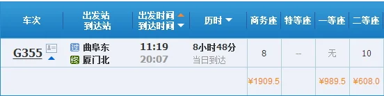厦门到青岛高铁G242途经哪几个站(厦门到曲阜高铁)5