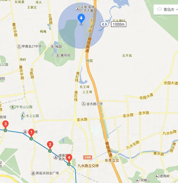 青岛地铁3号线李村站在什么李村什么位置（青岛维客广场地铁口）2