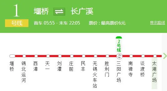 无锡地铁最新时刻表（无锡地铁1号线首末班车时间）3