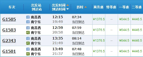 高铁g1503时刻表停靠哪些站(南昌到南宁高铁)4