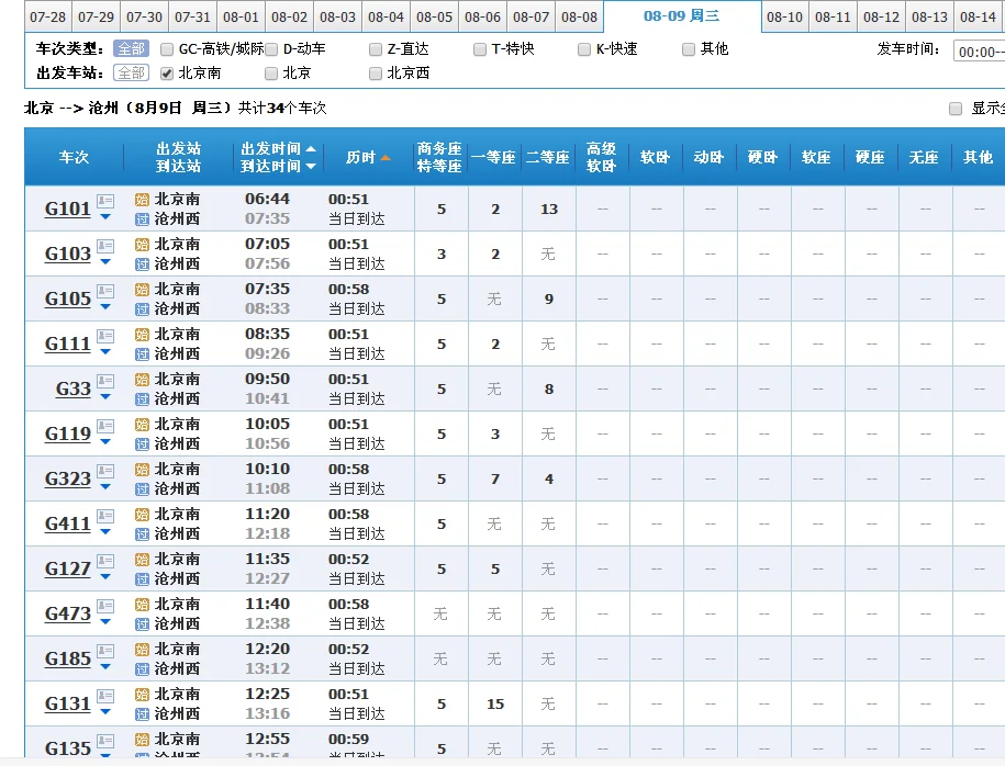 北京至沧州高铁多长时间能到（北京至沧州高铁时刻表）1