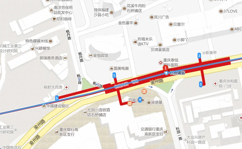 重庆轻轨1号线石桥铺站有哪些出入口（石桥铺地铁站出口图）