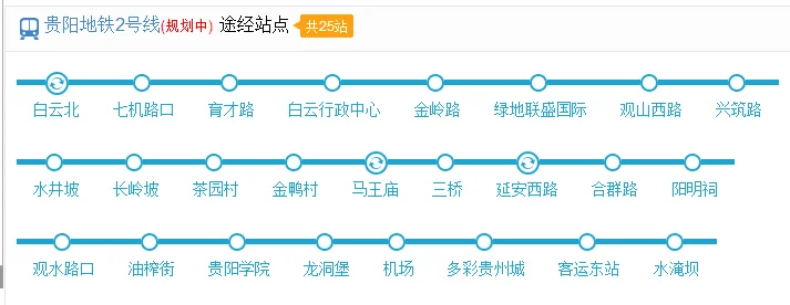 贵阳的地铁二号线什么时候开通在线等（贵阳二号线地铁线路图）