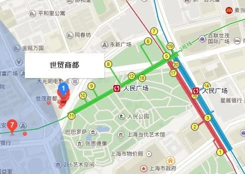 在上海坐地铁到人民广场站几号出口到南京路步行街（人民广场地铁站到世茂广场）2