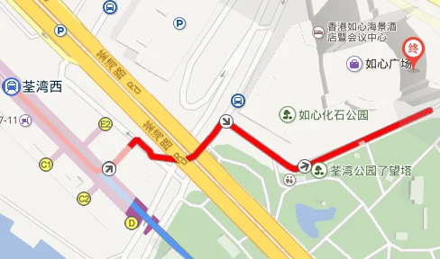 从荃湾地铁站到如心酒店还有荃湾广场（如心酒店哪个地铁出口）