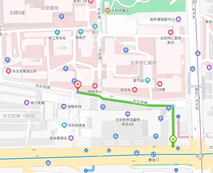 我想去崇文门同仁医院我在崇文门地铁站下车请问各位我该出ABCD哪个口在线等急、、谢谢各位！（崇文门地铁站a口）