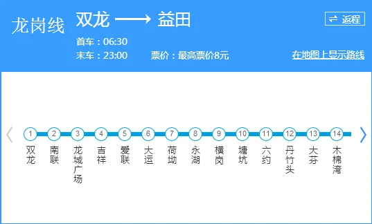 深圳地铁双龙线有哪些站（六约到双龙地铁站）