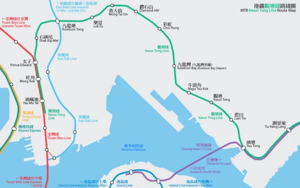 香港地铁有哪几条线路（观塘线地铁线路）
