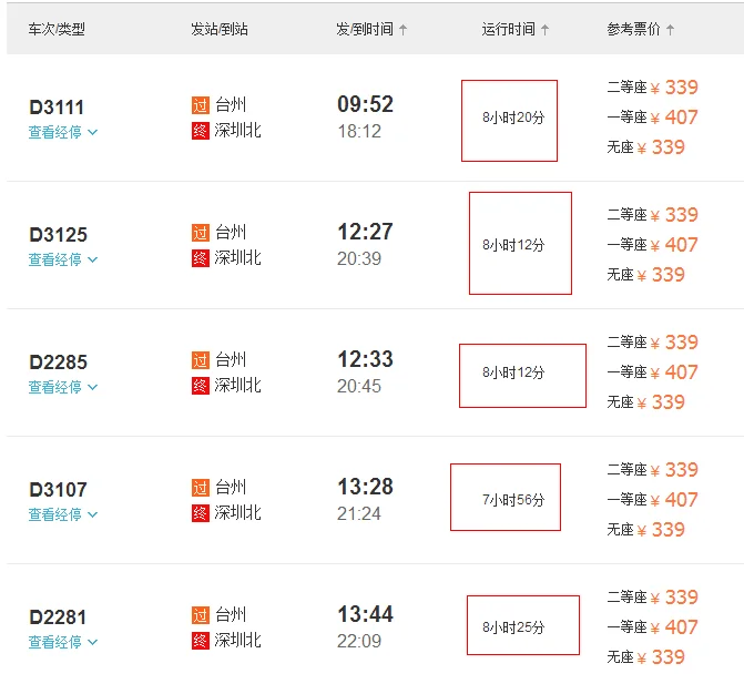 深圳北站到台州高铁站一共经过多少站（台州到深圳高铁）