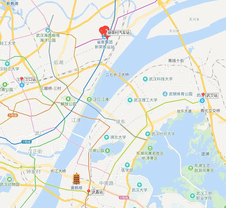 武汉火车站坐地铁几号线到新荣村（武汉园林路地铁站到新荣村客车站）2