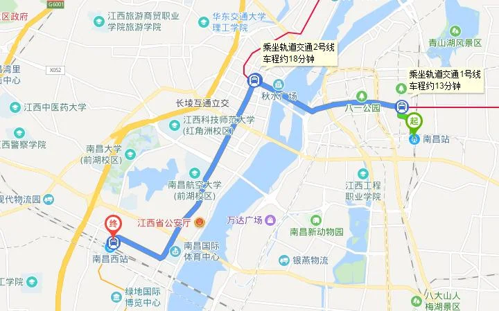 八一广场地铁：站到南昌西站地铁站怎么走（奥体广场到南昌西地铁）4