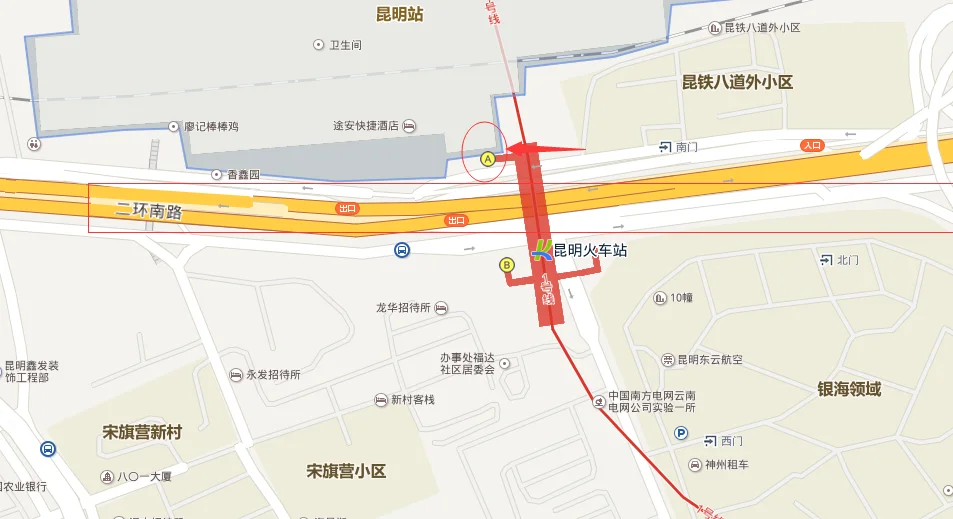 昆明地铁火车站站前广场为没有出口（地铁昆明火车站出口图）