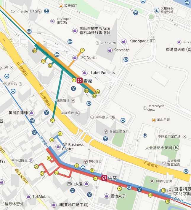 香港地铁站哪个出口是中环IFC（到中环地铁站）2