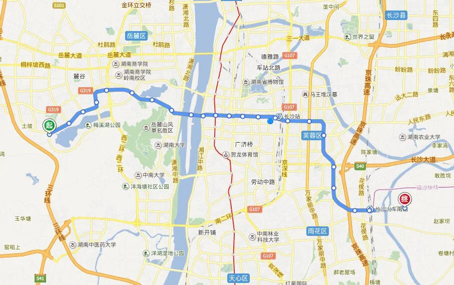 长沙橘子洲去五一广场坐地铁几号线（橘子州地铁站）