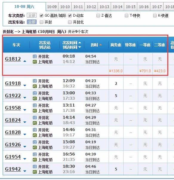 开封北至上海虹桥高铁时刻表查询车次（开封至上海高铁时刻表）2